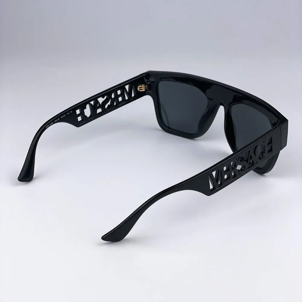 Versace VE4430U GB1/87 BRAND NEW Sunglasses Black Grey Frame Logo Square Unisex